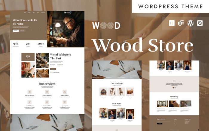 Ahşap - Ahşap İşleri ve Mobilya Mağazası WooCommerce Elementor Teması