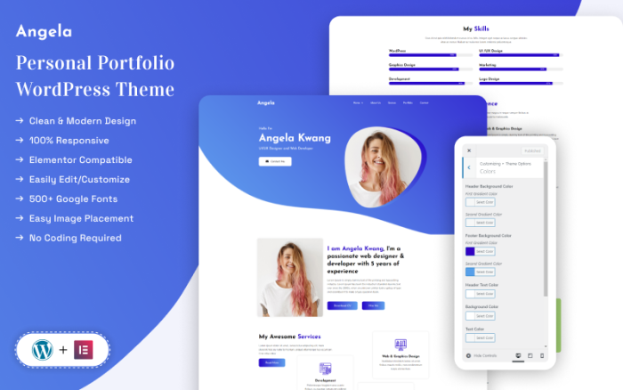 Angela - Yeni Kişisel Portföy WordPress Teması