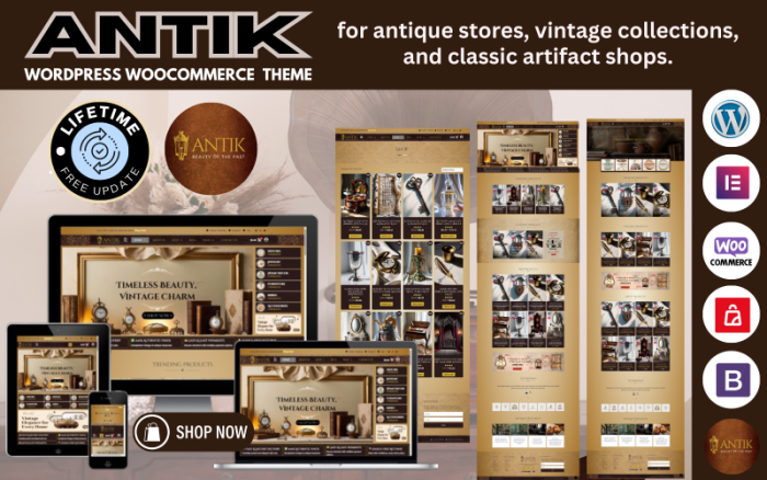 Antik - Antika ve Sanat Galerisi WooCommerce Elementor Teması