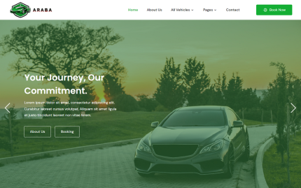 Araba - Araba, Bisiklet, Taksi, Araç, Yolculuk Paylaşımı Kiralama ve Rezervasyon Elementor WordPress Teması