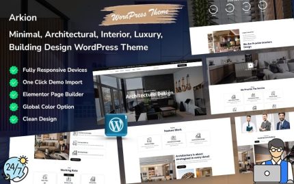 Arkion - Minimal, Mimari, İç Mekan, İnşaat, Lüks, Bina Tasarımı WordPress Teması