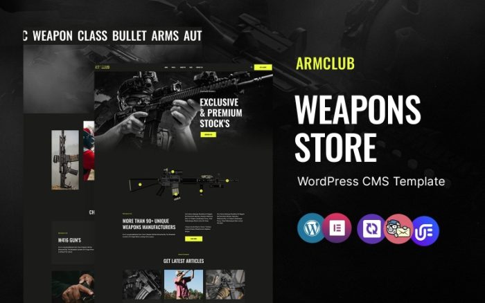Armclub - Silah Mağazası WordPress Elementor Teması