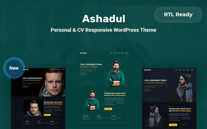 Ashadul - Kişisel ve Özgeçmiş Mobil Uyumlu WordPress Teması