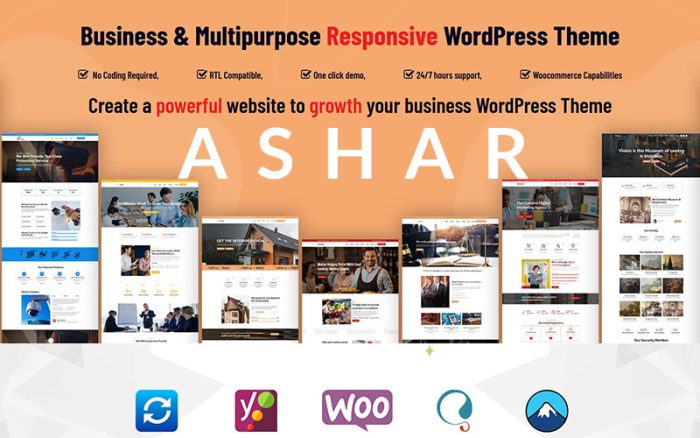 Ashar - İş ve Çok Amaçlı Mobil Uyumlu Paket WordPress Teması