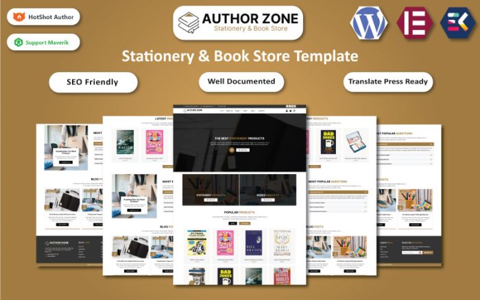 Author Zone - Kırtasiye ve Kitapçı WooCommerce Elementor Teması