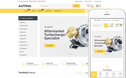 Autima - Araba Aksesuarları Modern WooCommerce Teması