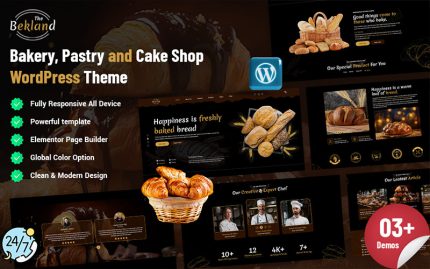 Bekland - Fırın, Pasta ve Kek Dükkanı WordPress Teması