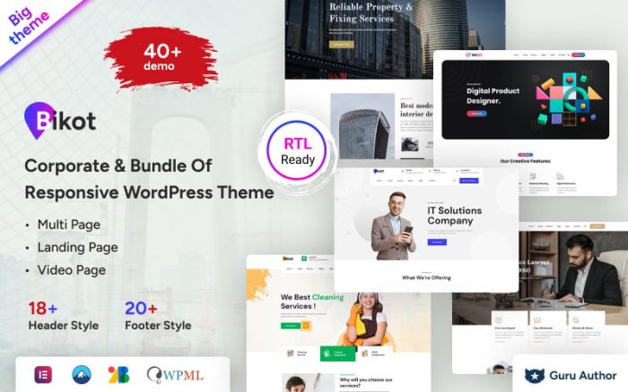 Bikot - Kurumsal ve Mobil Uyumlu WordPress Teması Paketi