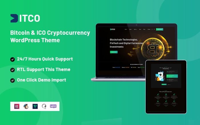 Bitco - Bitcoin ve ICO Cryptocurrency Mobil Uyumlu WordPress Teması