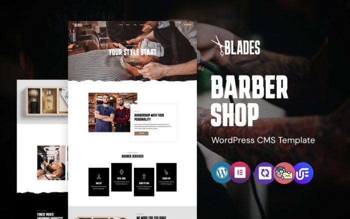 Blades - Kuaför ve Berber Dükkanı WordPress Elementor Teması