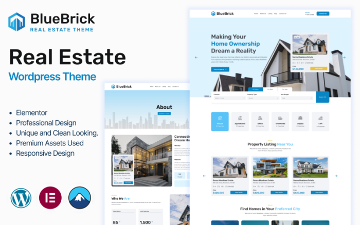 Bluebrick - Emlak & Emlak Acentesi WordPress Teması