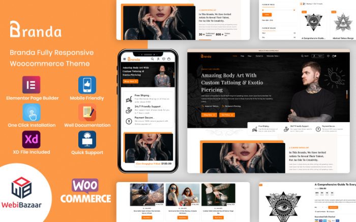 Branda - Dövme Sanatçısı ve Kuaför Salonu WooCommerce Teması