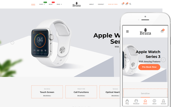 Braza - Akıllı Saat E-Ticaret Mağazası WooCommerce Teması