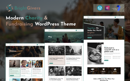 BrightGivers – Modern Yardım ve Bağış Toplama WordPress Teması