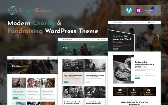 BrightGivers – Modern Yardım ve Bağış Toplama WordPress Teması