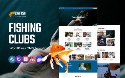 Cafish - Balıkçılık Nehri ve Balık Avı Kulübü WordPress Elementor Teması