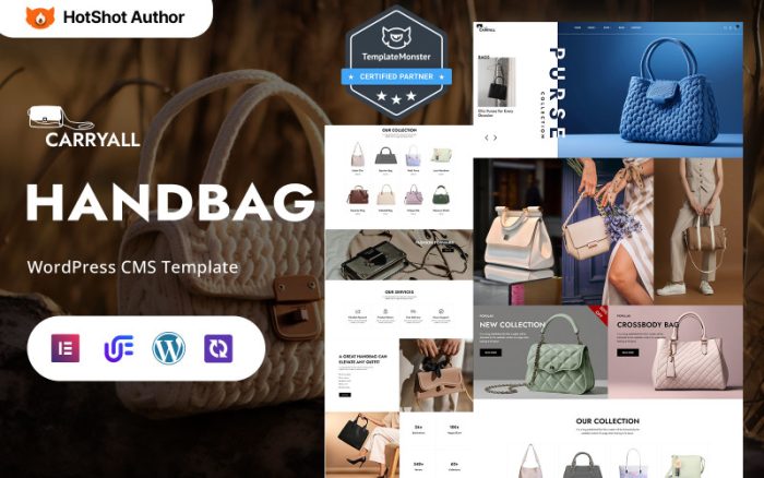 Carryall - Lüks Çanta Mağazası ve Modern Çantalar WordPress Elementor Teması