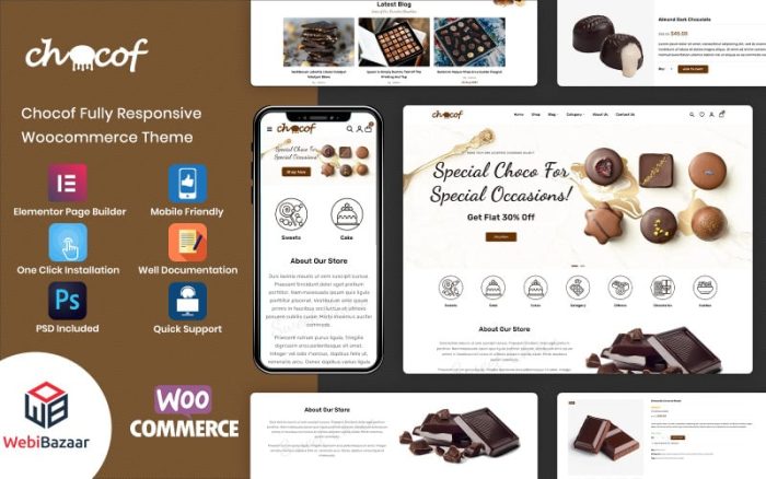 Chocof - Modern Çikolatalı Tatlılar ve Şekerler WordPress Elementor Teması