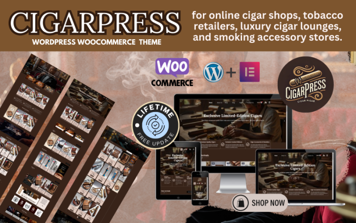CigarPress - Purolar ve Tütün Vape WordPress Woocommerce Elementor Teması
