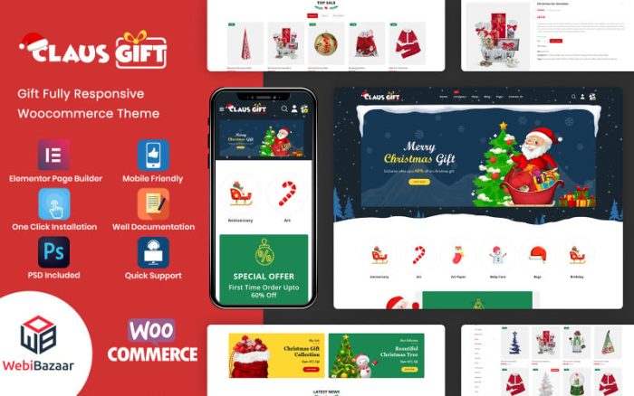 Clausgift - Noel Hediyesi Mobil Uyumlu WooCommerce Teması