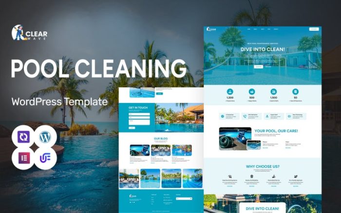 Clear Wave - Havuz Temizliği, Bakımı ve Kurulumu WordPress Elementor Teması
