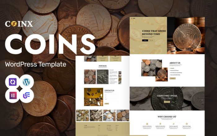 Coinx - Nümizmatik Müzesi ve Nadir Madeni Paralar WordPress Elementor Teması