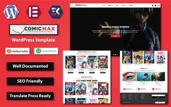 Comic Max – Anime ve Manga Hikayeleri WordPress Elementor Teması