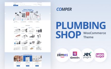 Comper - Klassik Elementor WooCommerce Teması için Tesisat E-Ticaret Başlığı