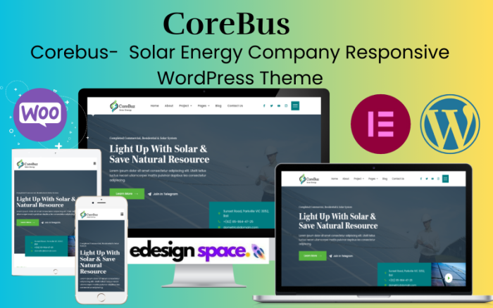 CoreBus - Güneş Enerjisi Şirketi Mobil Uyumlu Wordpress Teması