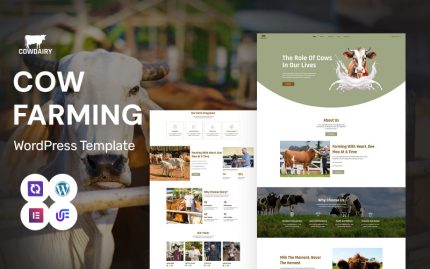 Cowdairy - İnek Çiftçiliği ve Süt Üretimi WordPress Elementor Teması