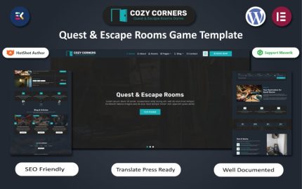 Cozy Corners - Quest & Escape Rooms Oyunu WordPress Elementor Teması