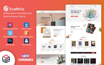 Craftric - Çok Amaçlı Boyama ve Sanat Galerisi E-Ticaret WordPress Teması