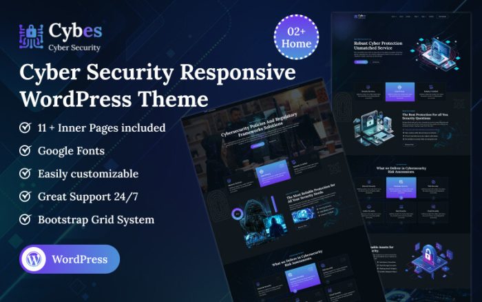 Cybes - Siber Güvenlik Mobil Uyumlu WordPress Teması