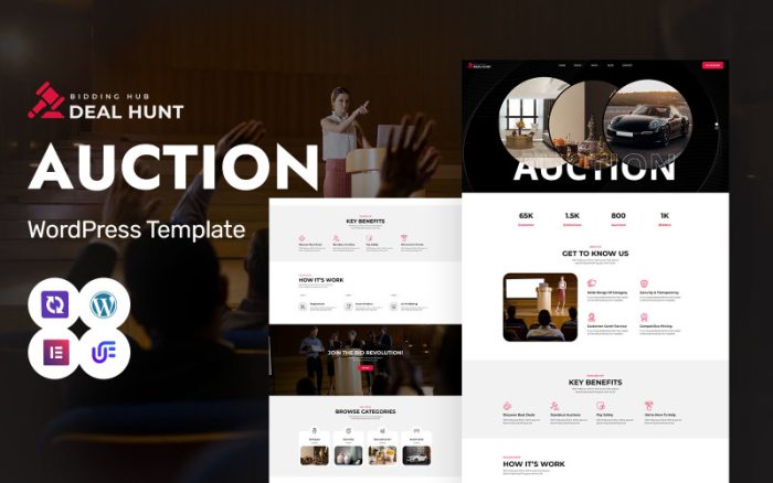 Deal Hunt - Müzayede, Pazar Yeri ve Antika Satışları WordPress Elementor Teması