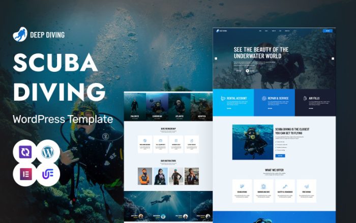 Derin Dalış - Tüplü Dalış Okulu ve Macera Turları WordPress Elementor Teması