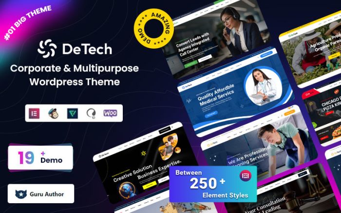 Detech - Kurumsal ve Çok Amaçlı Mobil Uyumlu WordPress Teması