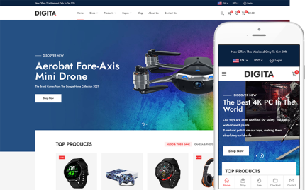 Digita - Dijital Elektronik Mağazası WooCommerce WordPress Teması