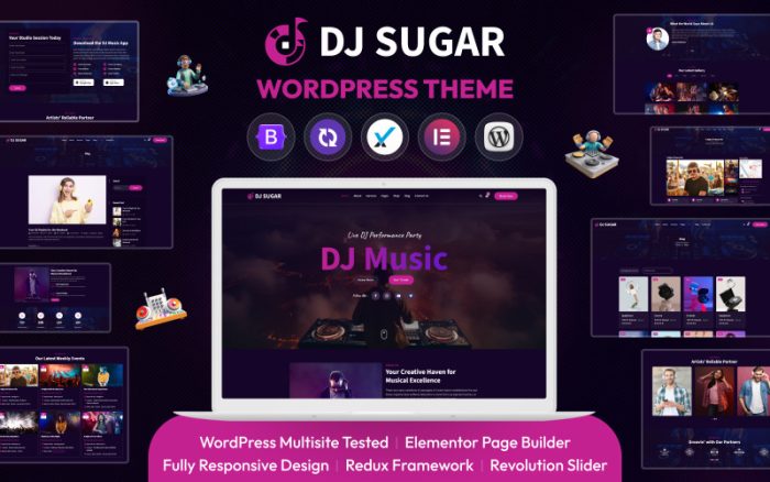 Dj Sugar Music Mobil Uyumlu WordPress Teması
