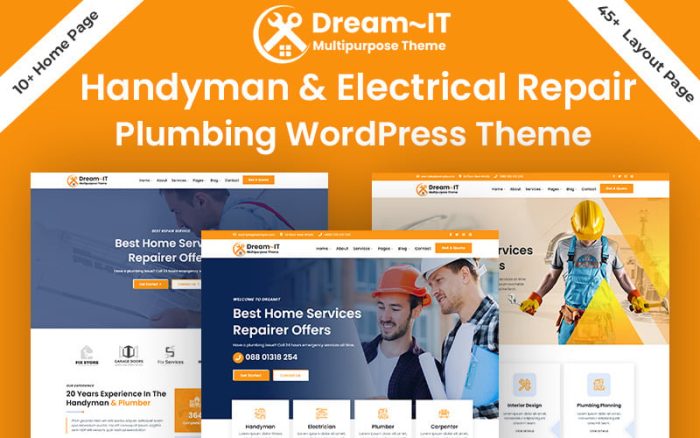 DreamIT - Tamirci ve İnşaat Hizmetleri WordPress Teması.