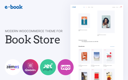 E-kitap - Elementor WooCommerce Teması için Widget'lı E-kitap Web Sitesi Teması