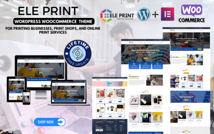 Ele-Print: Baskı Mağazaları, Dijital Baskı ve Özel Ürünler WordPress WooCommerce Elementor Teması