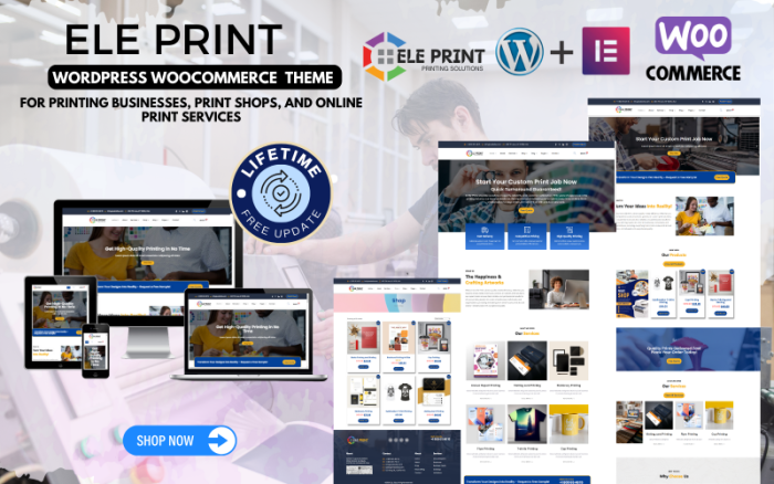 Ele-Print: Baskı Mağazaları, Dijital Baskı ve Özel Ürünler WordPress WooCommerce Elementor Teması
