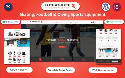 Elite Atlet - Paten, Futbol ve Dalış Spor Ekipmanları WooCommerce Elementor Teması