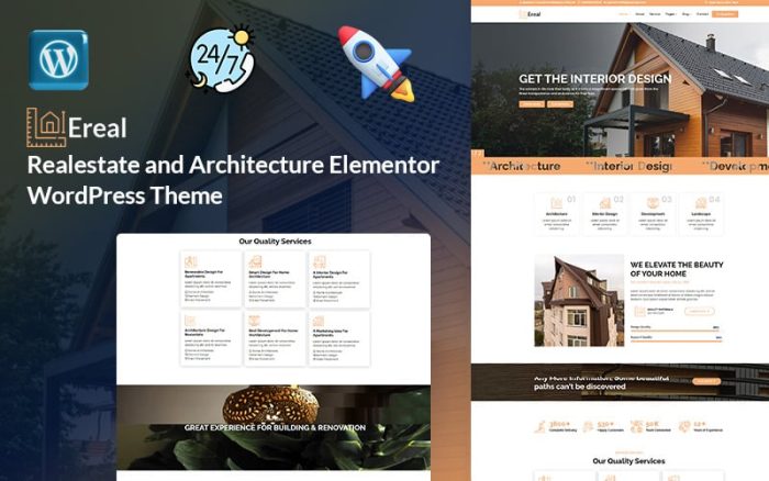 Ereal - Emlak ve Mimarlık, Daire, Ev, Apartman Kiralama Elementor WordPress Teması