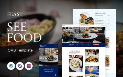 Feast - Deniz Ürünleri ve Vejetaryen Olmayan Restoranlar Çok Amaçlı Mobil Uyumlu WordPress Teması