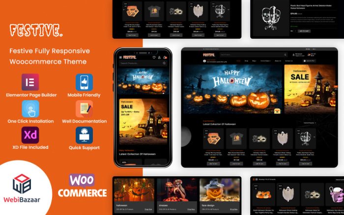 Festival - Cadılar Bayramı ve Noel Hediyesi Mobil Uyumlu WooCommerce Teması