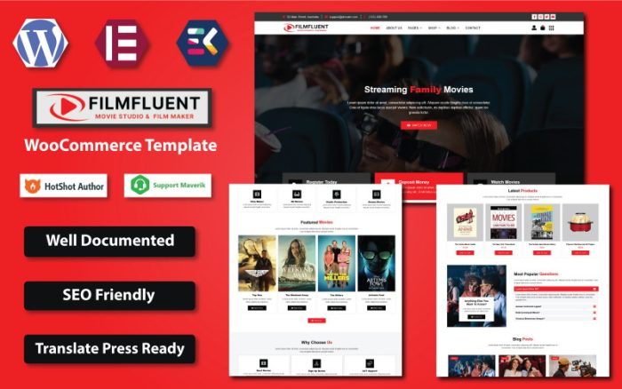 Film Fluent - Film Stüdyosu ve Film Yapımcısı Modern Elementor WooCommerce Teması
