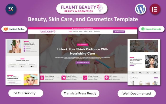 Flaunt Beauty - Güzellik, Cilt Bakımı ve Kozmetik WooCommerce Elementor Teması