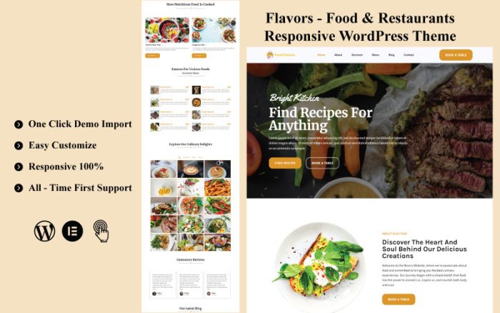 Flavours - Yiyecek ve Restoranlar Mobil Uyumlu WordPress Teması