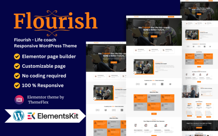 Flourish - Yaşam koçu Mobil Uyumlu WordPress Teması